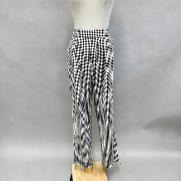 ASOS brown/white gingham pleat front high rise trouser Size 10 Cotton - Picture 6 of 16